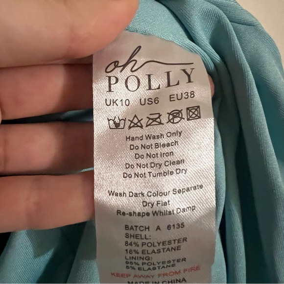 NWT Oh Polly VERBIER Embellished Bandeau Cowl Neck Midi Dress in Aqua size 6 - Picture 4 of 5